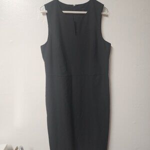 Ann Taylor Factory Vneck black sleeveless sheath dress 16 Business Career